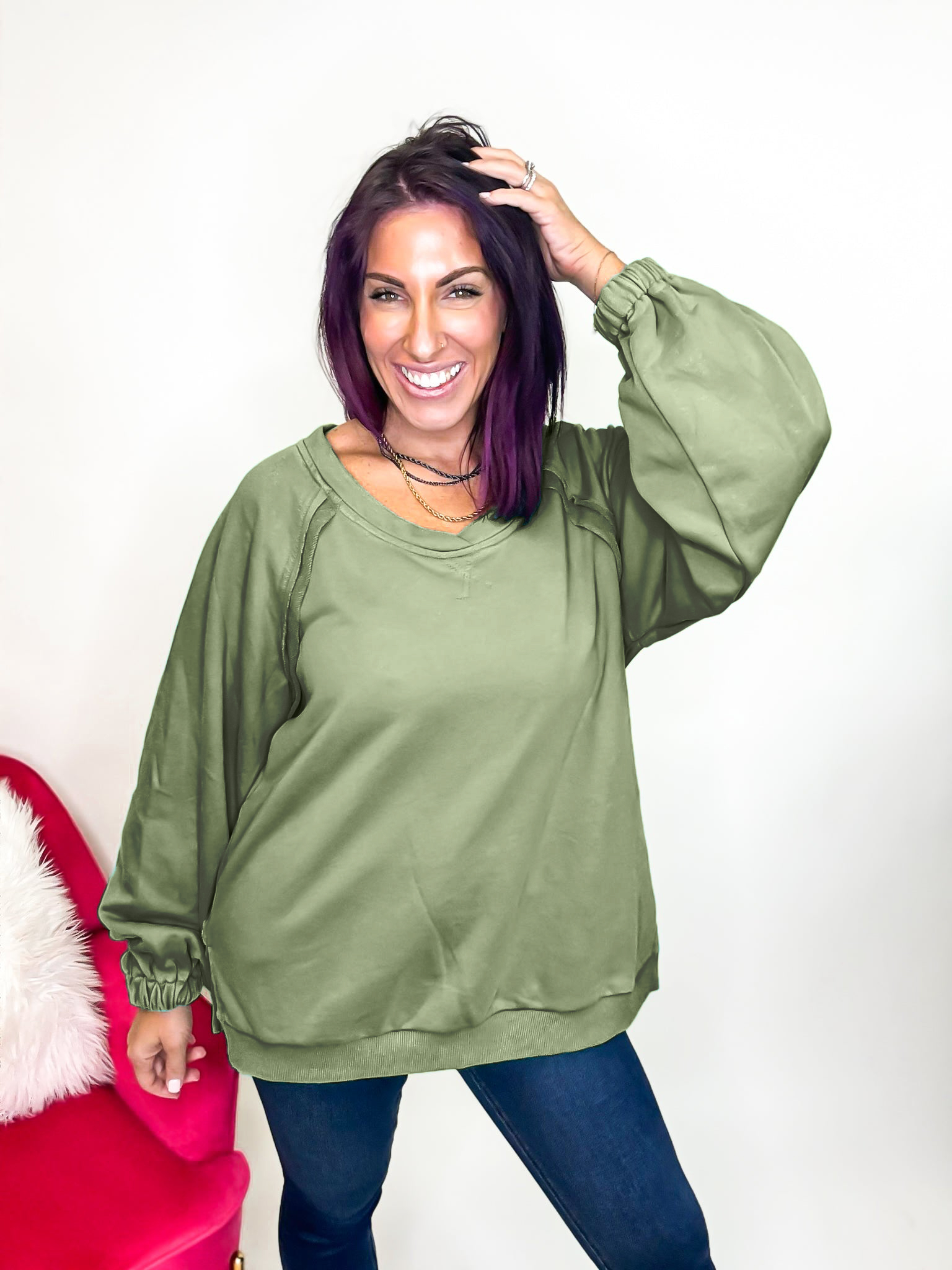 Cross Back Comfort French Terry Sweatshirt Hoodie