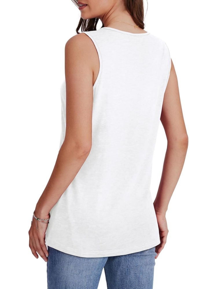 Womens Summer V Neck Sleeveless Basic Tee