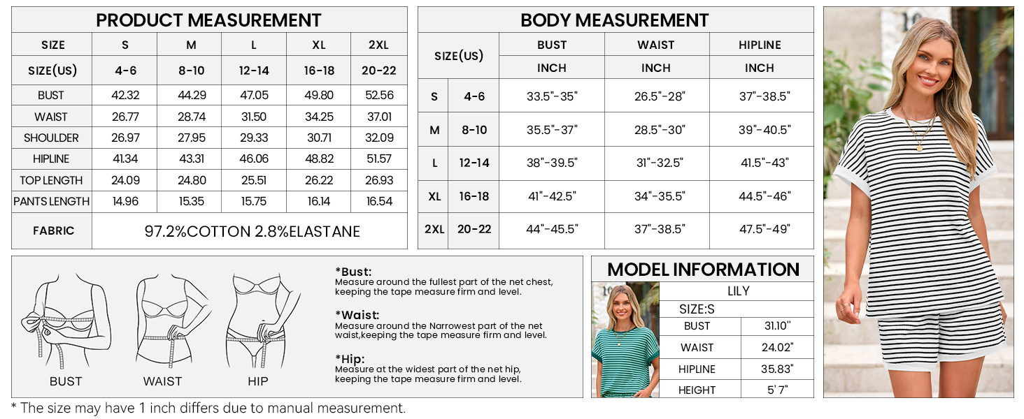 Womens Striped Knit Sets 2 Piece Outfits