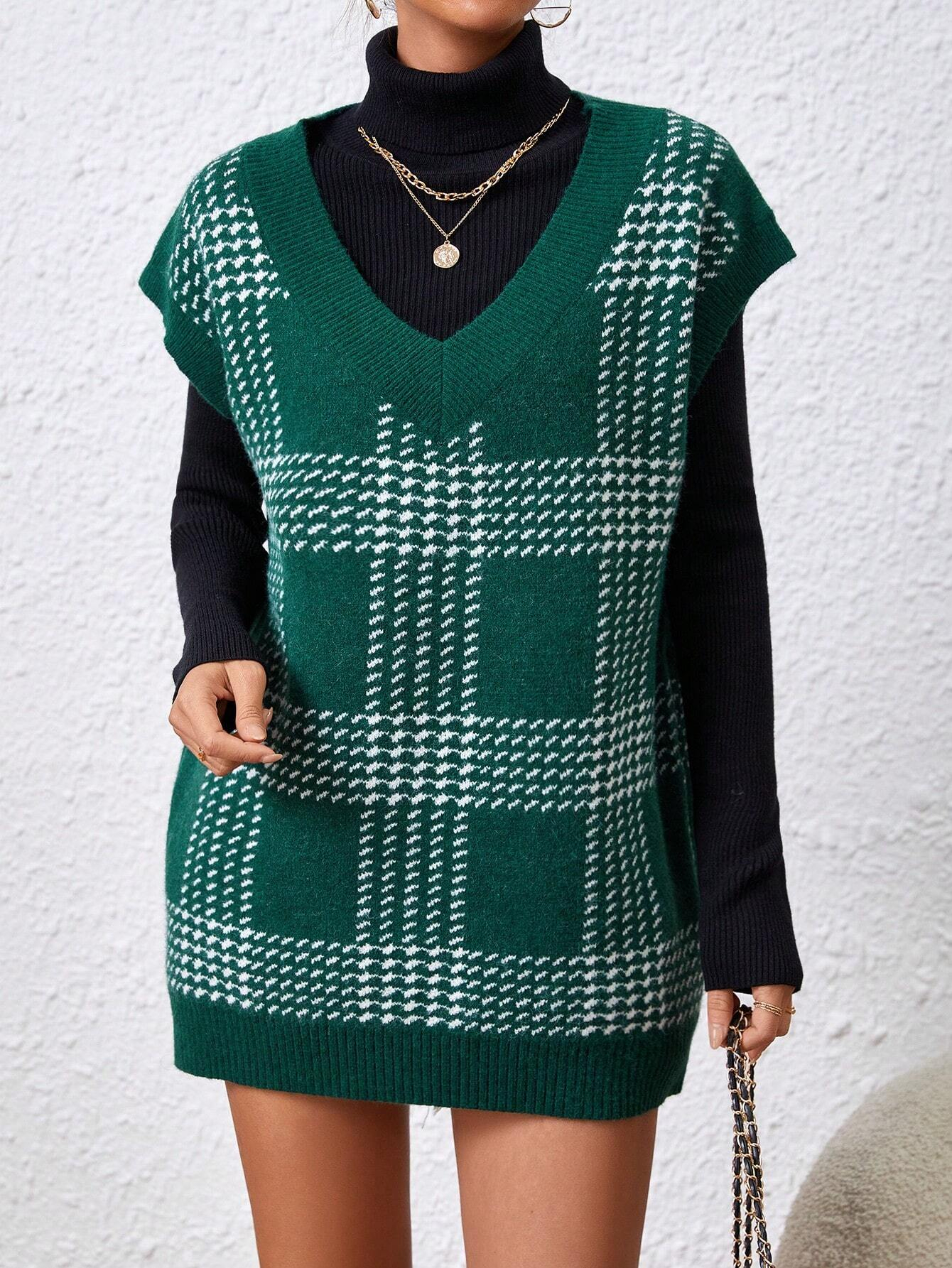 Women's Oversized V Neck Knit Sweater Vest