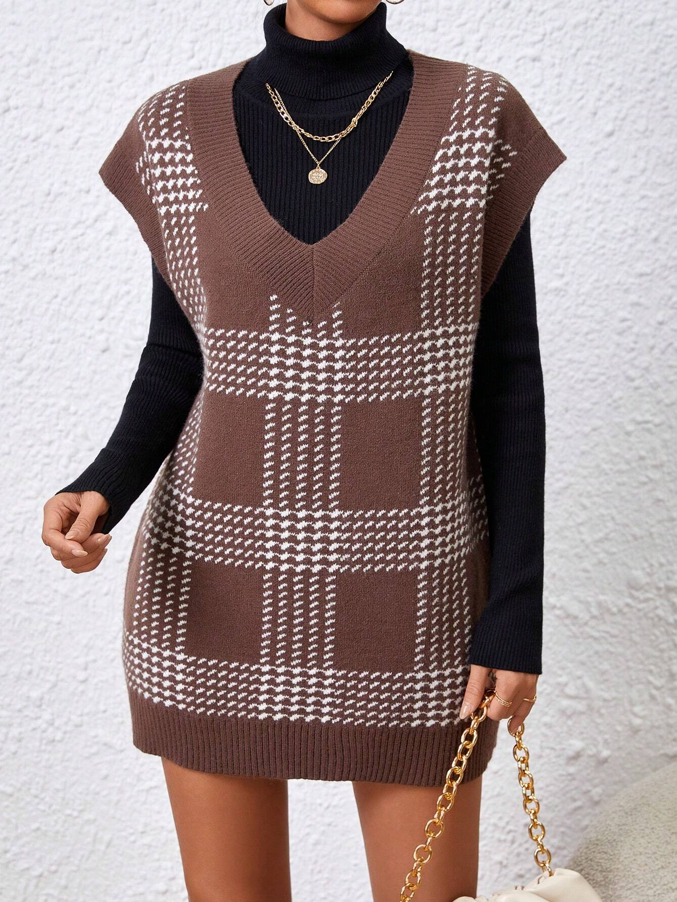 Women's Oversized V Neck Knit Sweater Vest