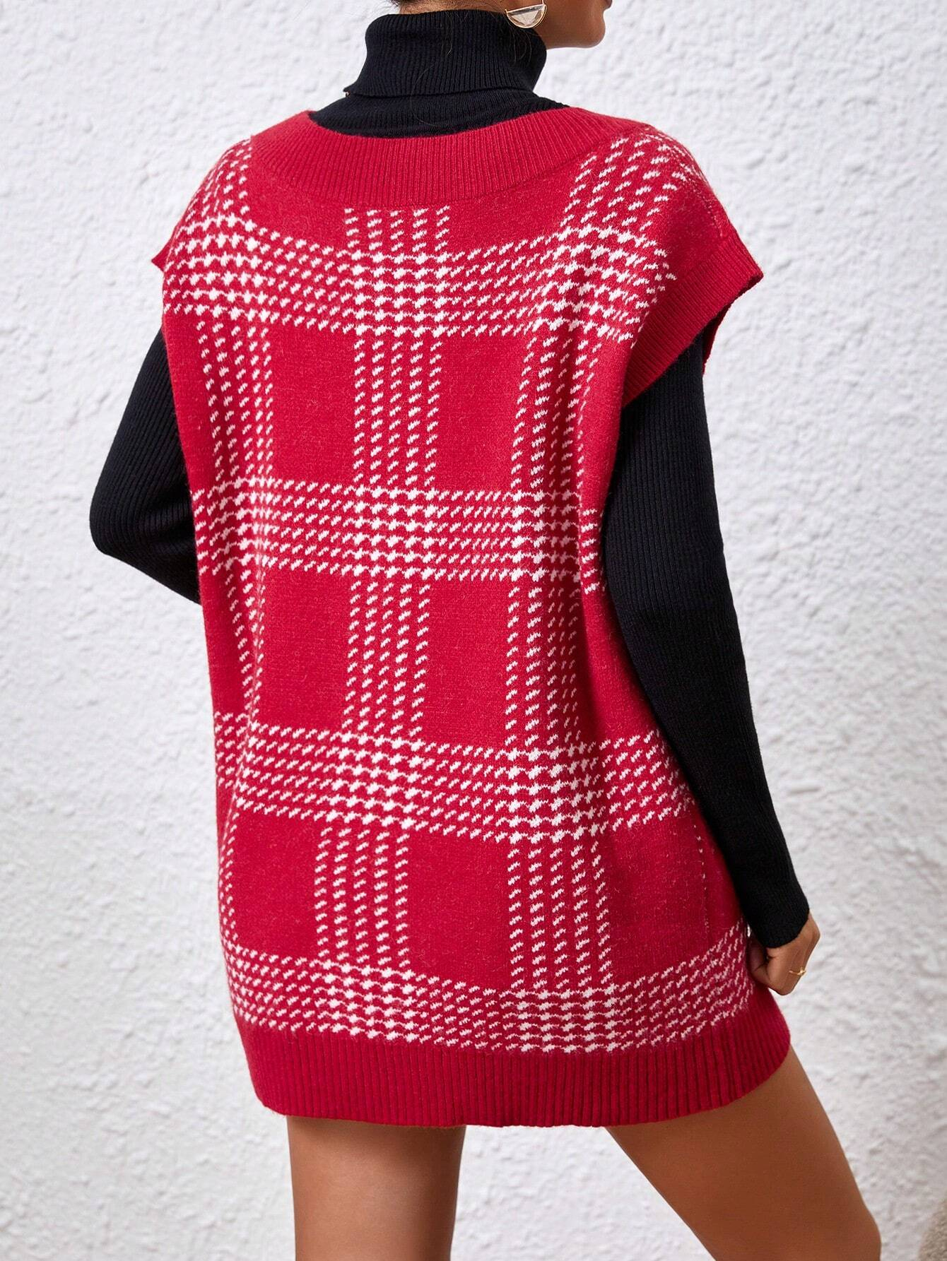 Women's Oversized V Neck Knit Sweater Vest