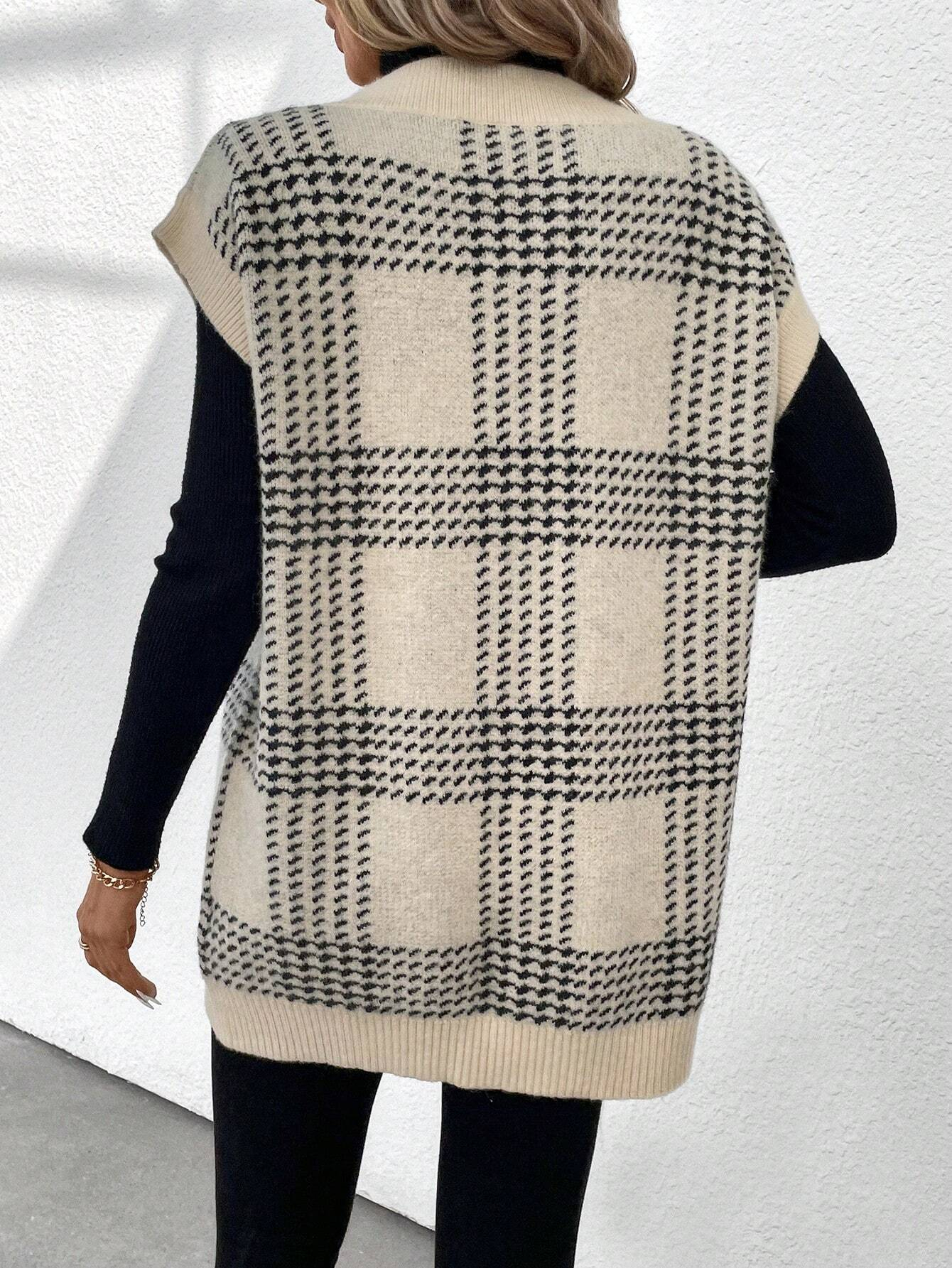Women's Oversized V Neck Knit Sweater Vest