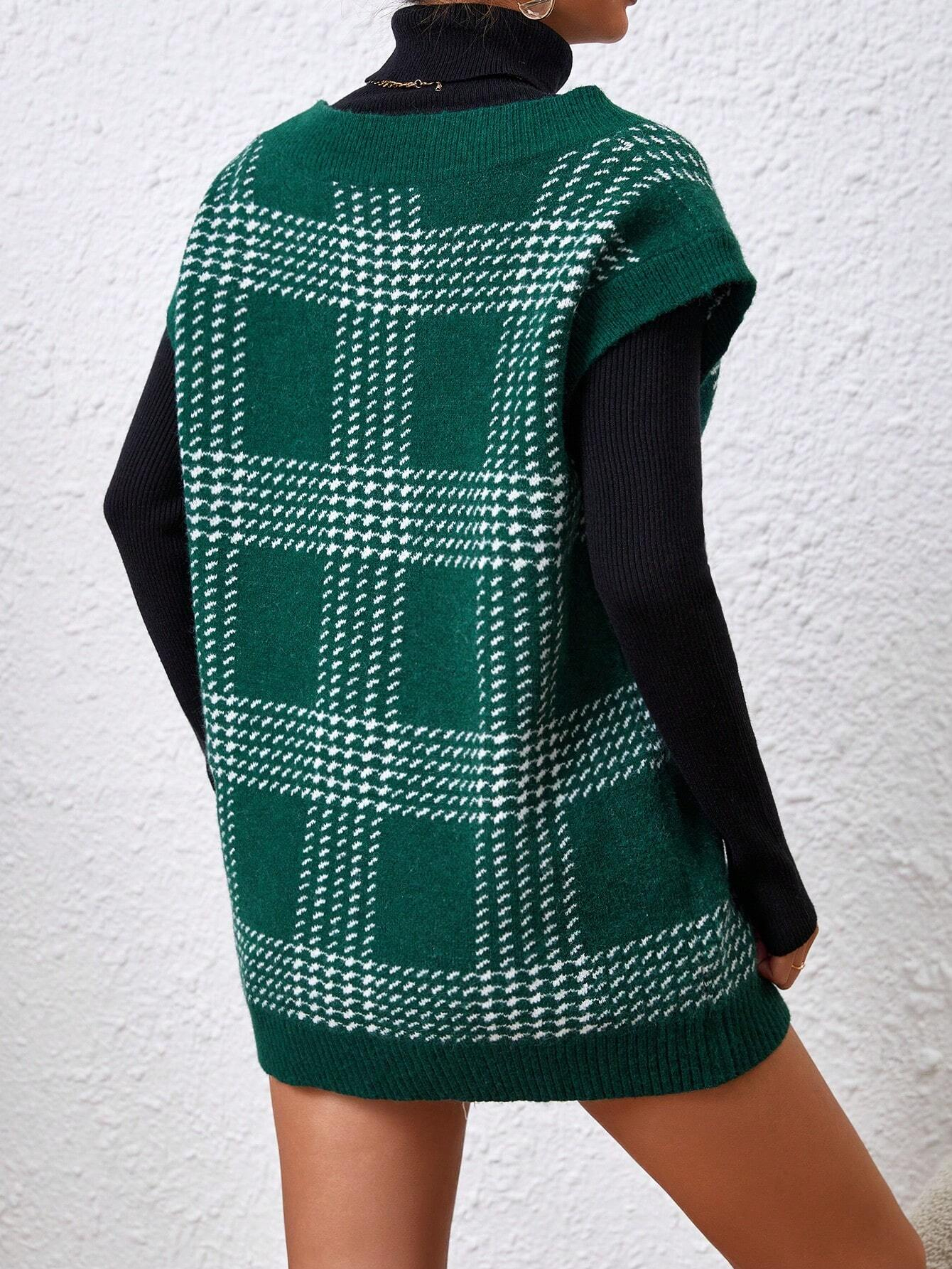 Women's Oversized V Neck Knit Sweater Vest