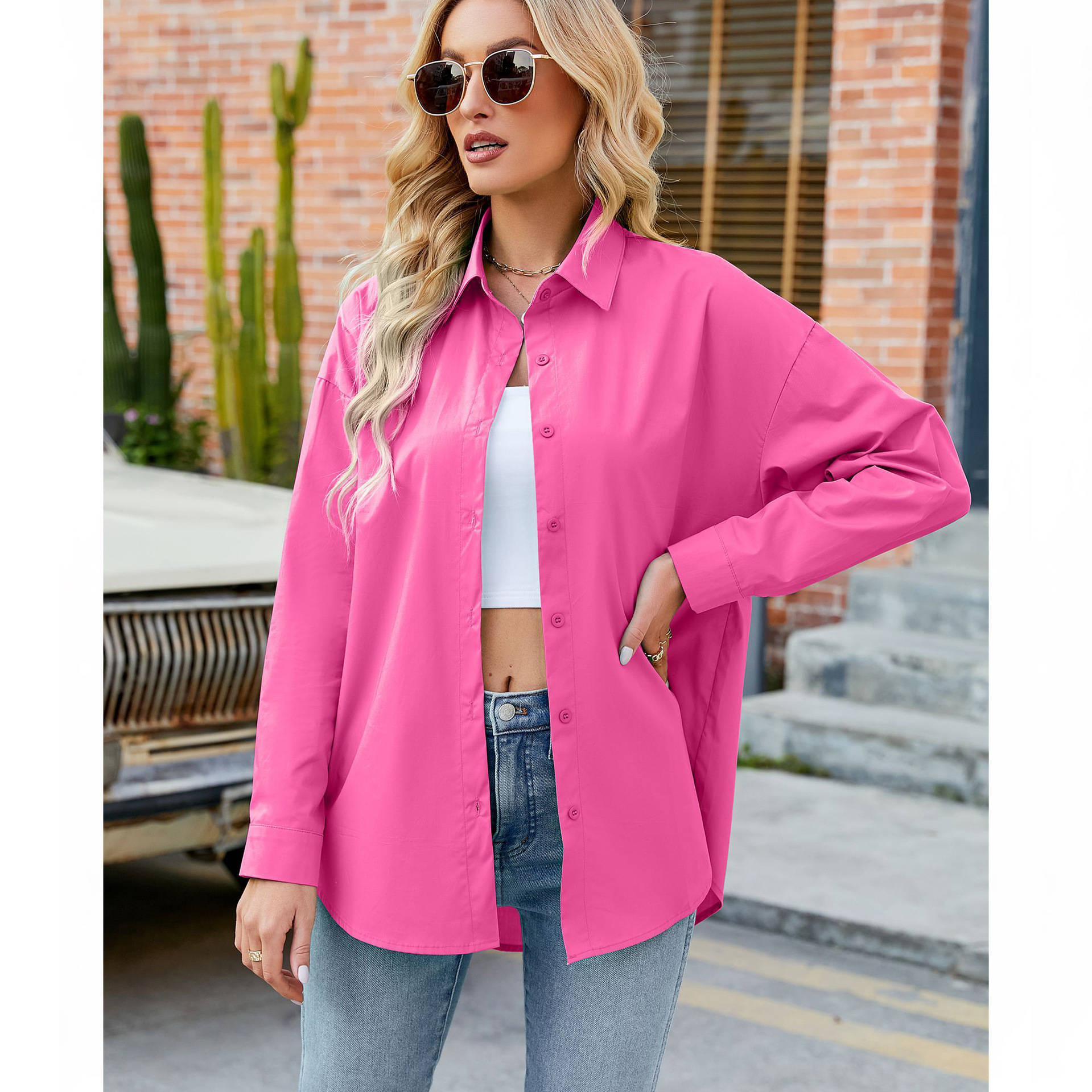 Women's Loose Casual Long Sleeve Shirt Cardigan