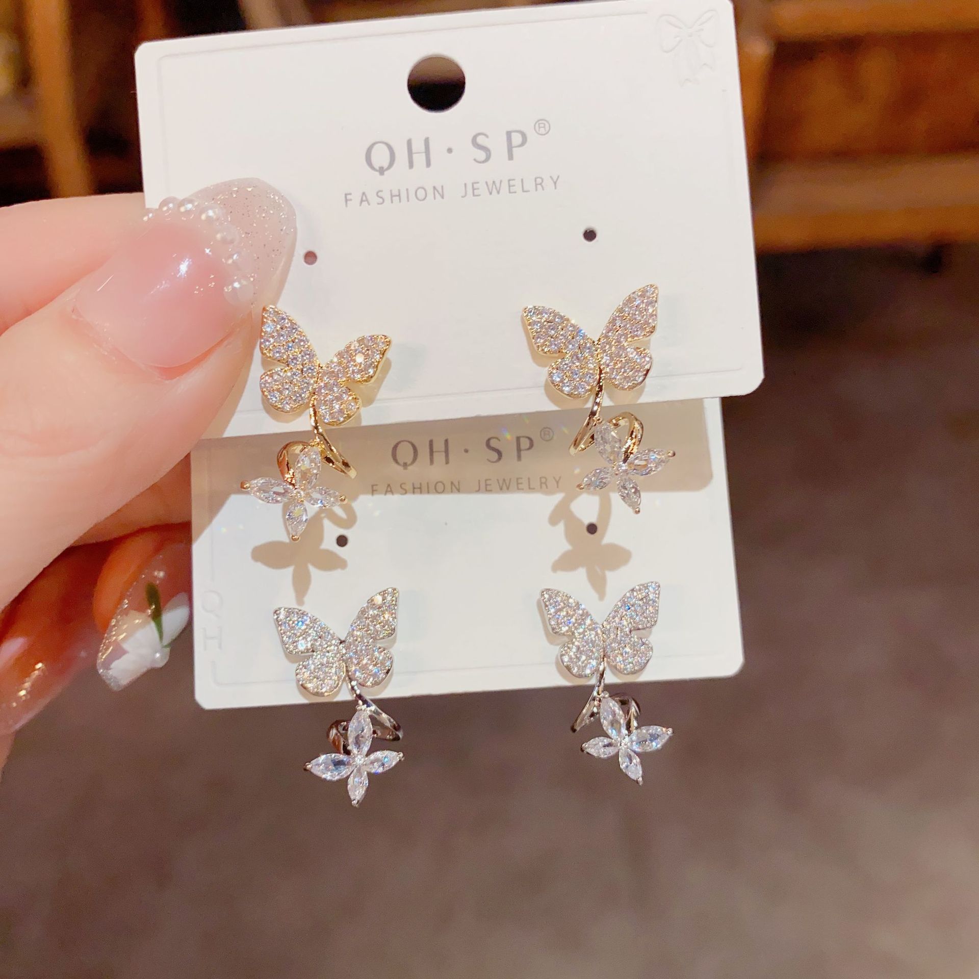 🎄Christmas Hot Sale🎁Butterfly Zircon Stud Earrings