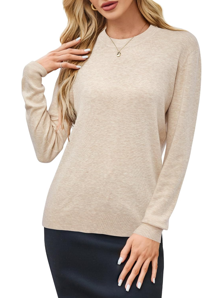 Women's Wool Blend Classic Crew Neck Casual Fall Sweaters