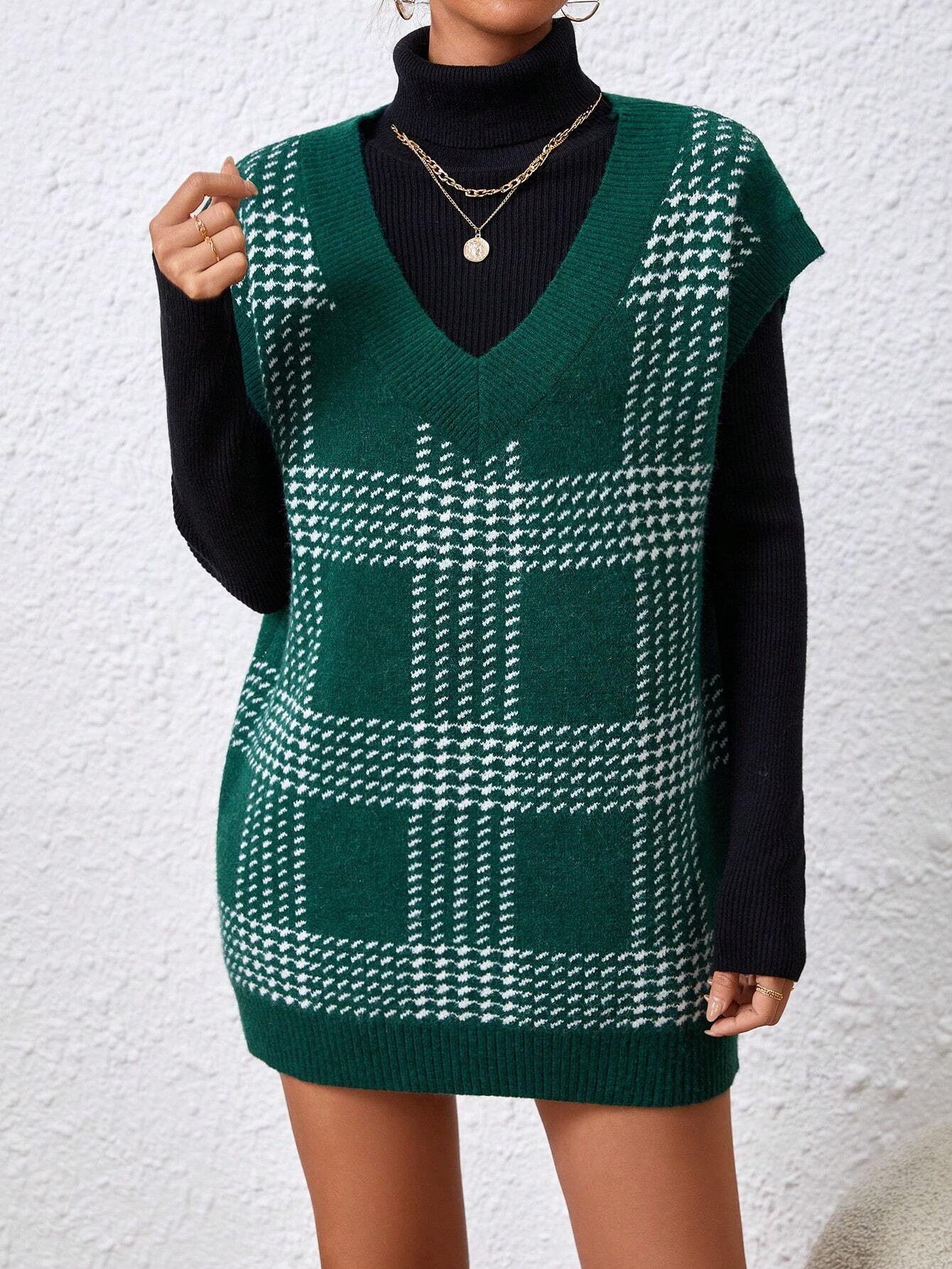 Women's Oversized V Neck Knit Sweater Vest