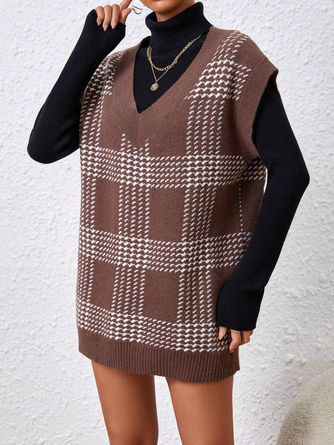Women's Oversized V Neck Knit Sweater Vest