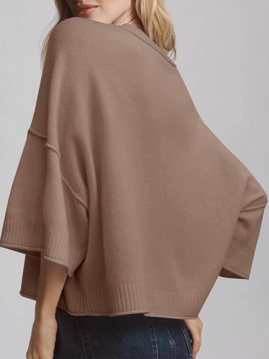 Womens Short Sleeve Oversized Crop Sweater Tops