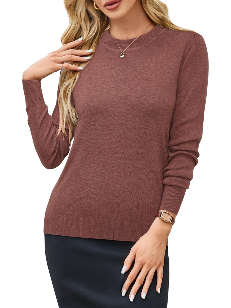 Women's Wool Blend Classic Crew Neck Casual Fall Sweaters