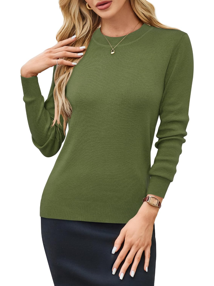 Women's Wool Blend Classic Crew Neck Casual Fall Sweaters