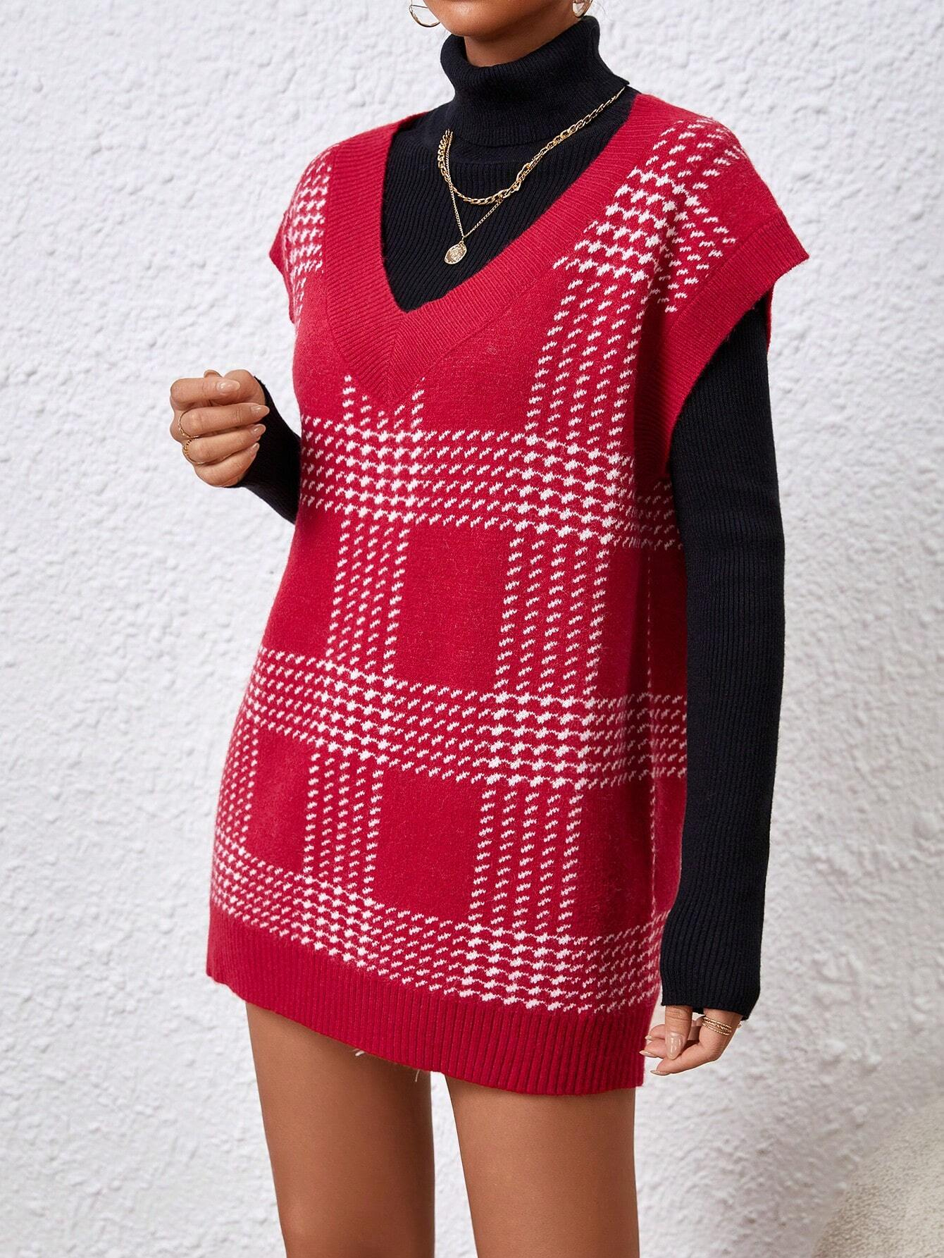 Women's Oversized V Neck Knit Sweater Vest