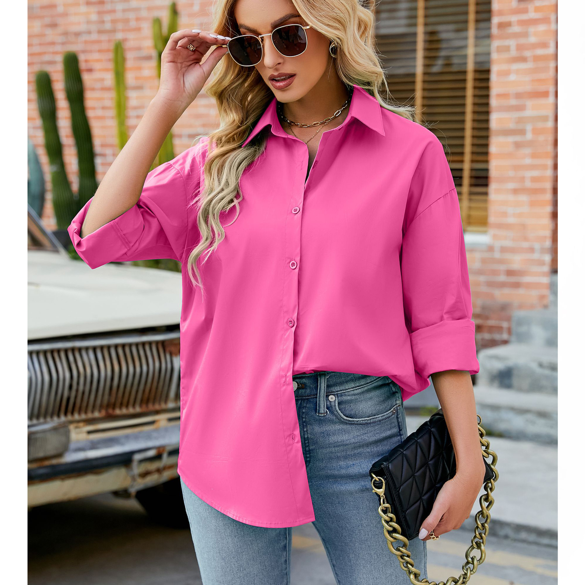 Women's Loose Casual Long Sleeve Shirt Cardigan