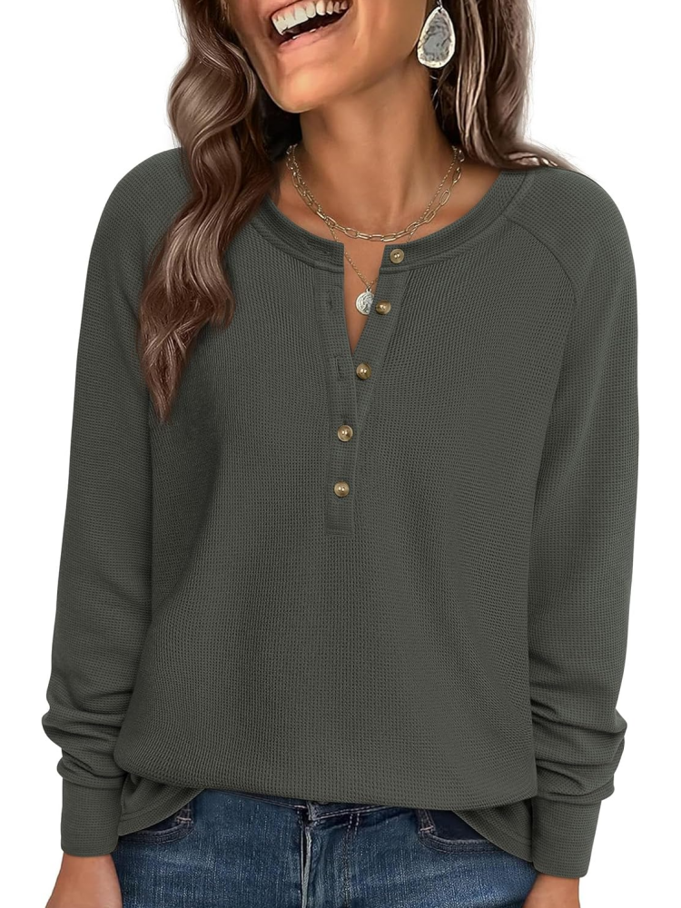Women's Long Sleeve Waffle Knit Shirts (BUY 2 FREE SHIPPING)