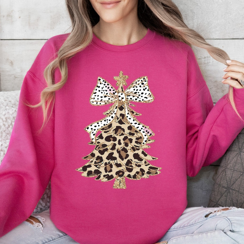 Leopard Print Christmas Tree Sweatshirt (BUY 2 FREE SHIPPING)
