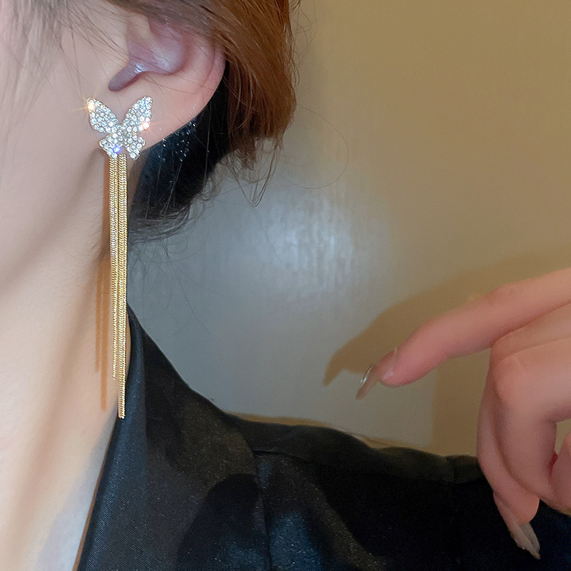 Butterfly Chain Tassel Earrings