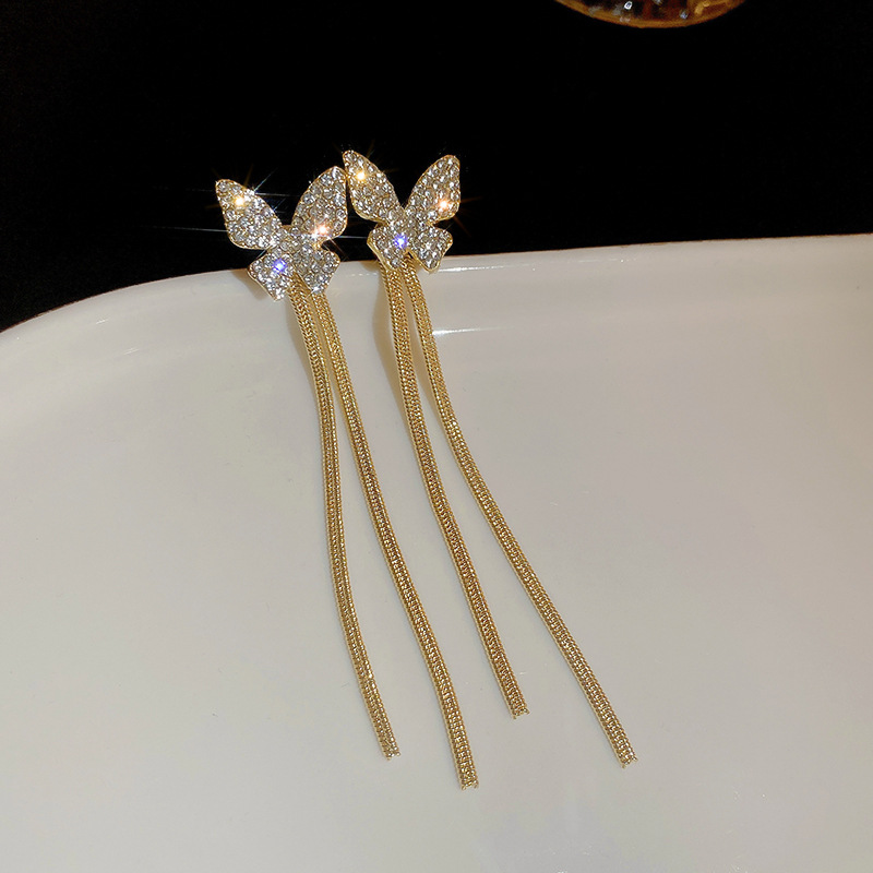 Butterfly Chain Tassel Earrings