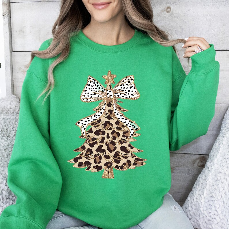 Leopard Print Christmas Tree Sweatshirt (BUY 2 FREE SHIPPING)