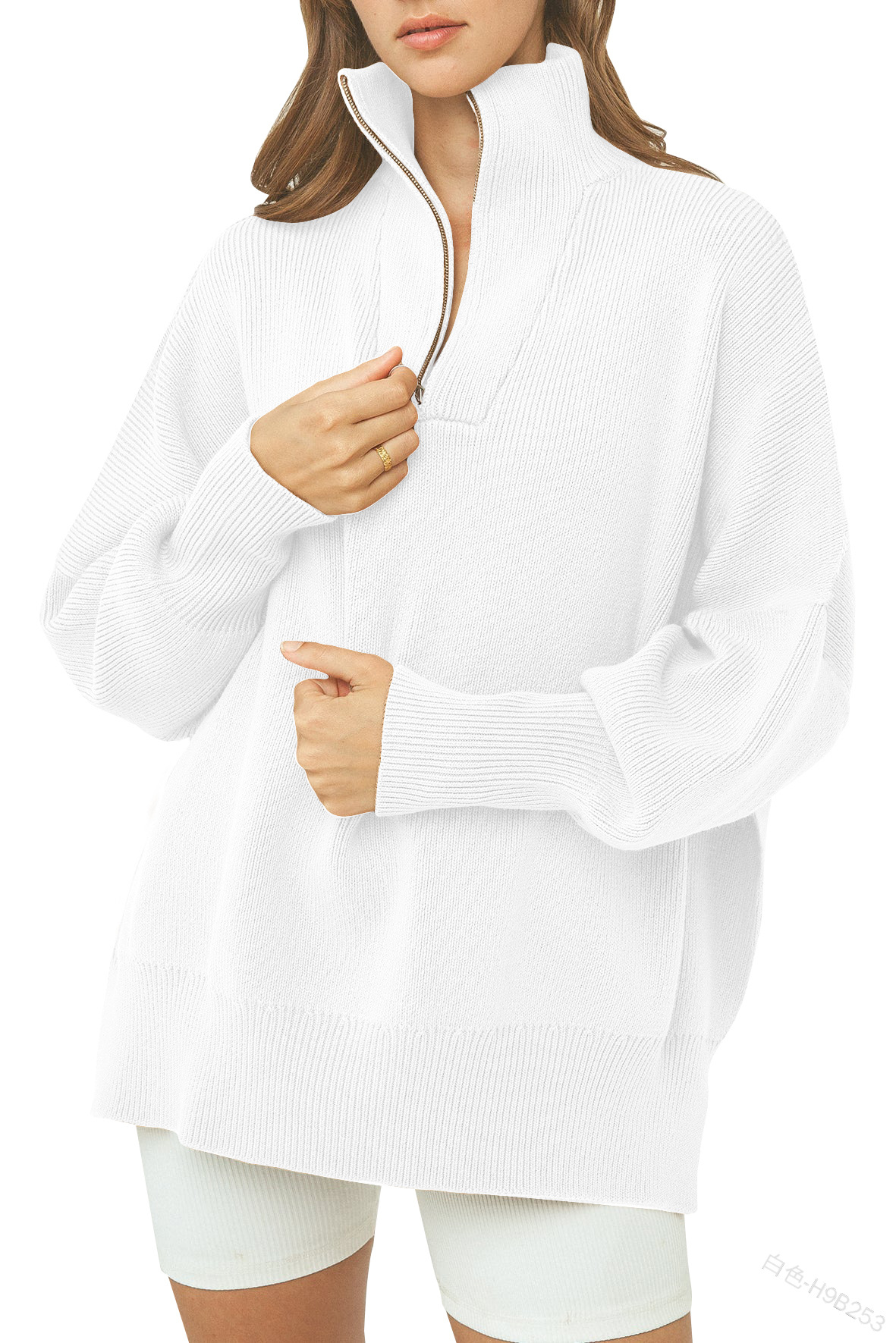Women's Oversized Quarter Zip  Sweater Pullover