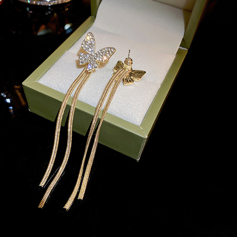 Butterfly Chain Tassel Earrings