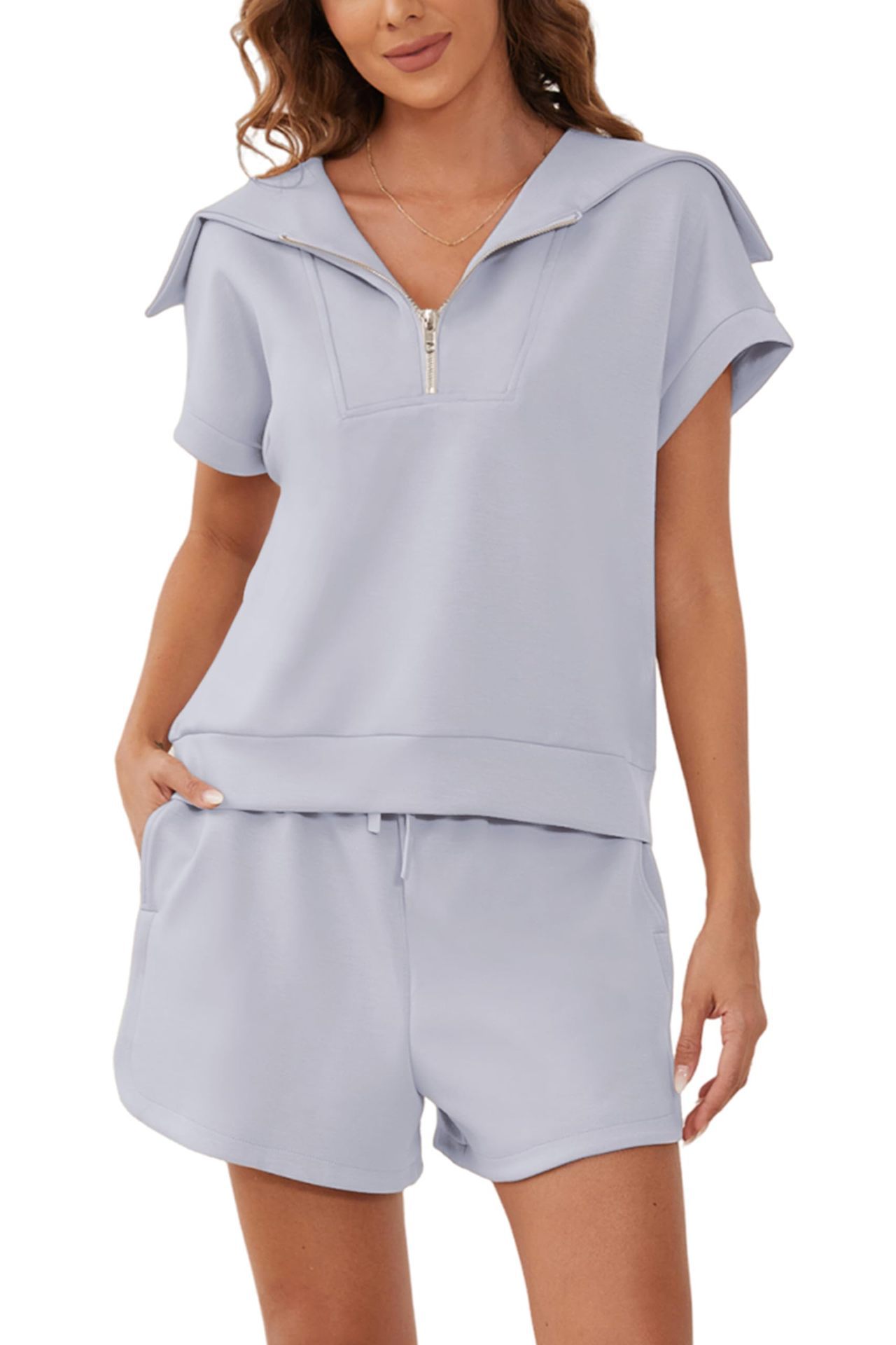 ⏰Hot Sale-Women's Navy Collar Half Zip Set (Buy 2 Free Shipping)