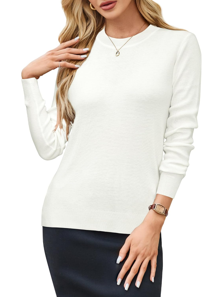 Women's Wool Blend Classic Crew Neck Casual Fall Sweaters