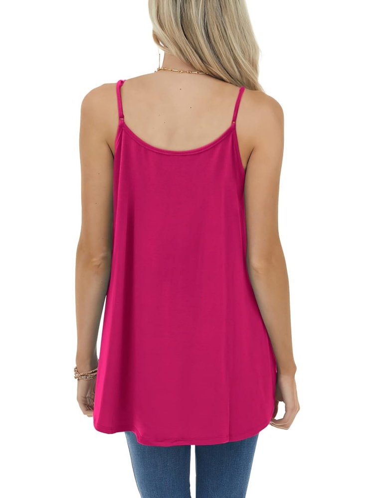 Women Spaghetti Straps Pleated Loose Tank Top