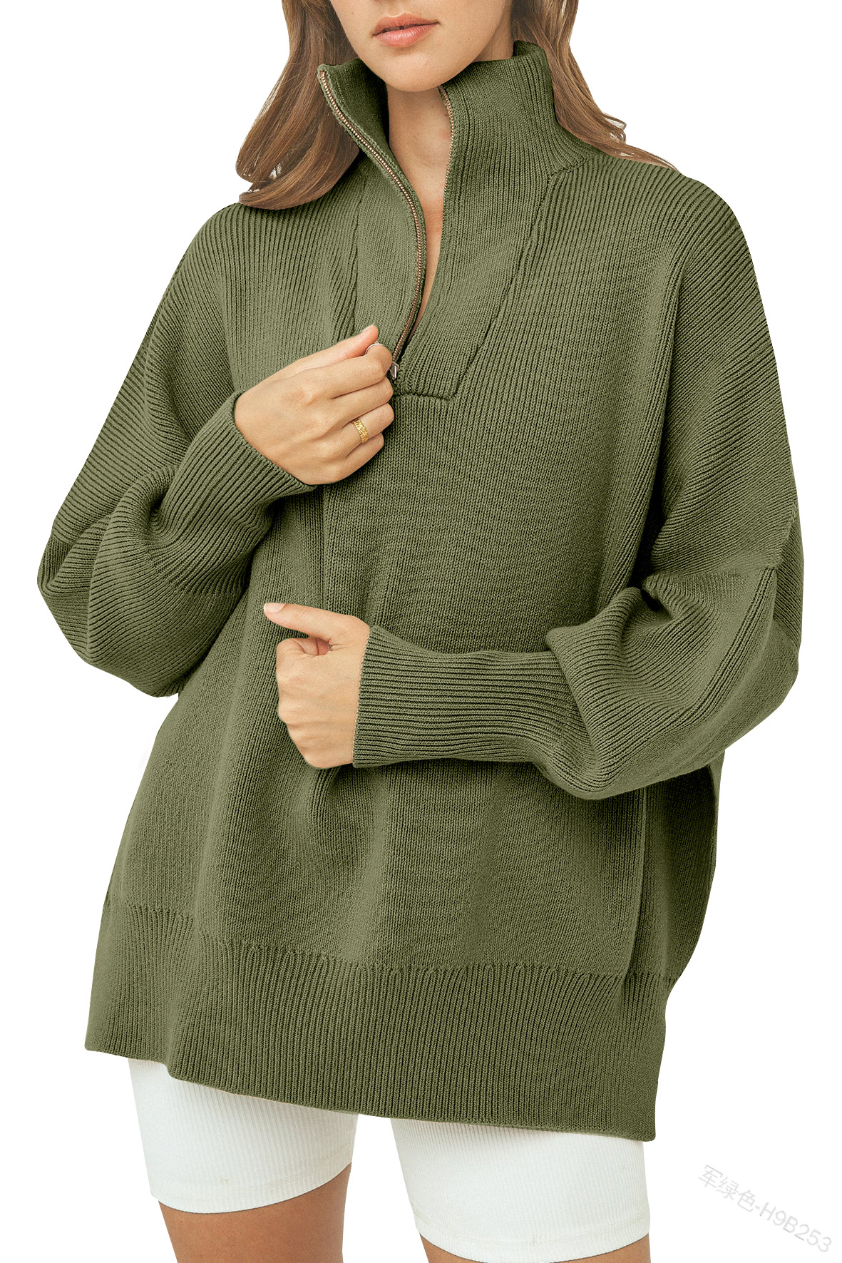 Women's Oversized Quarter Zip  Sweater Pullover