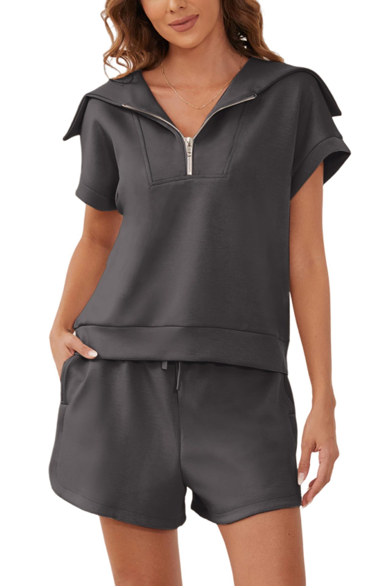 ⏰Hot Sale-Women's Navy Collar Half Zip Set (Buy 2 Free Shipping)