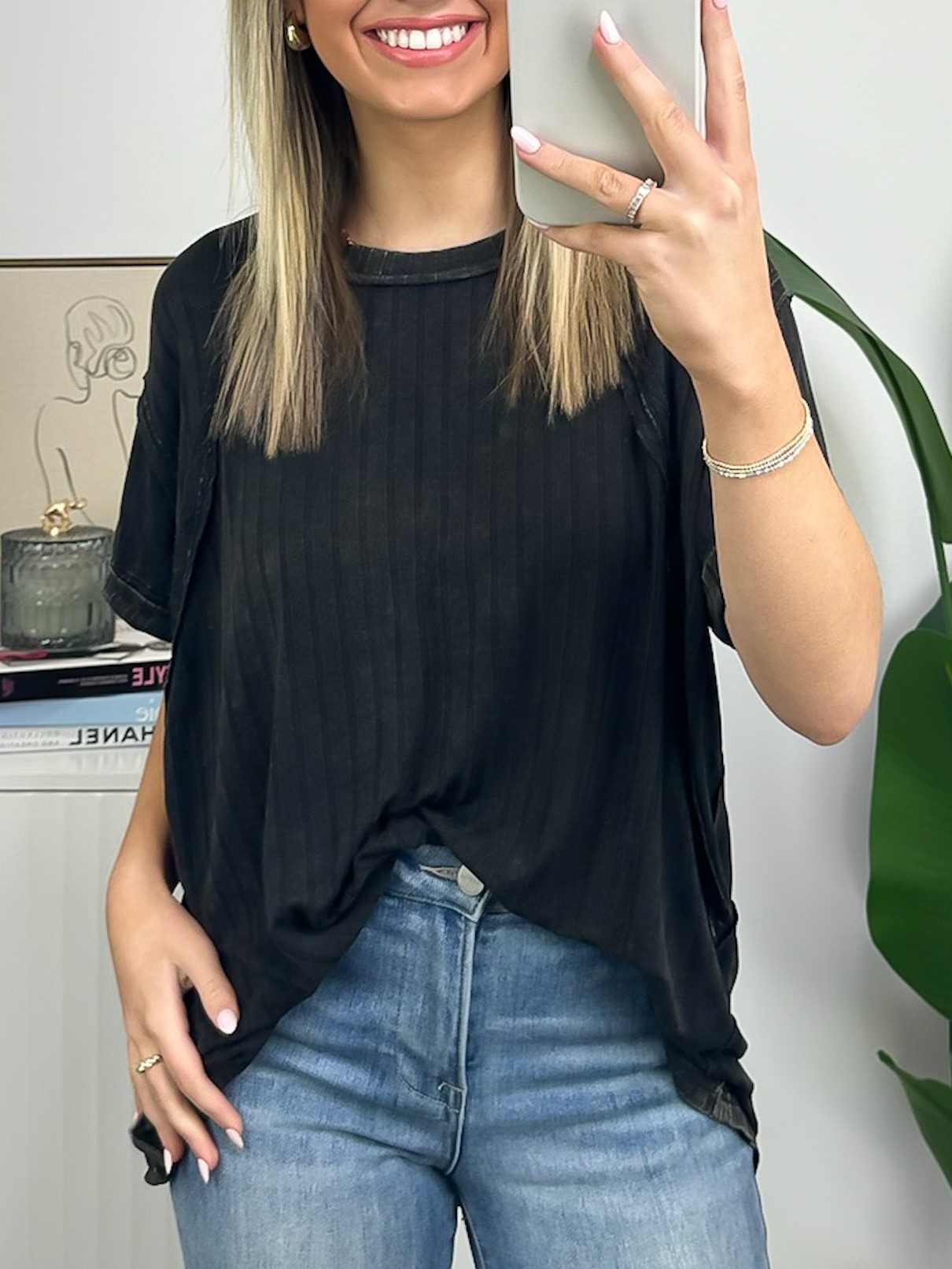 Ribbed Striped Knit Top