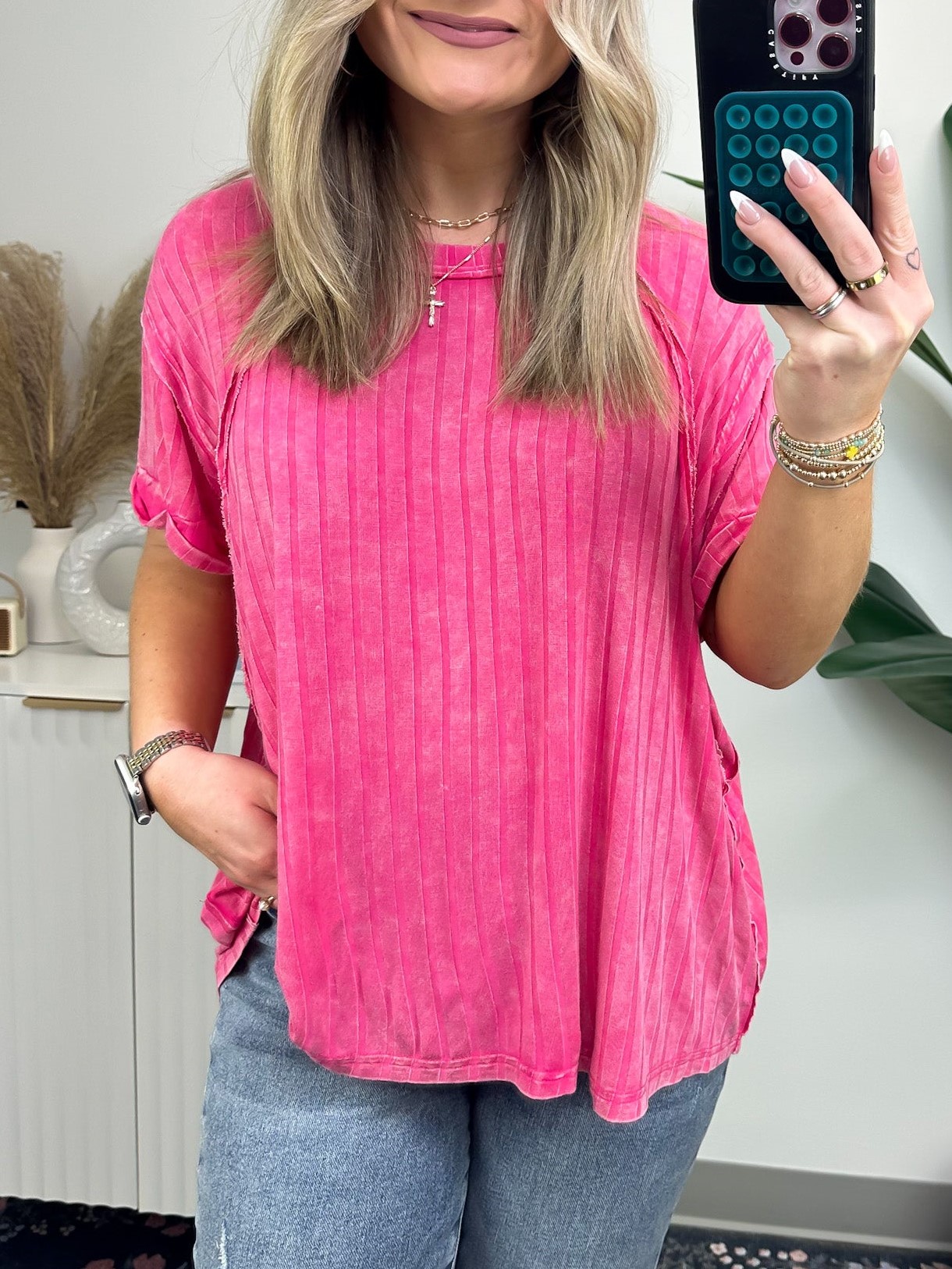 Ribbed Striped Knit Top