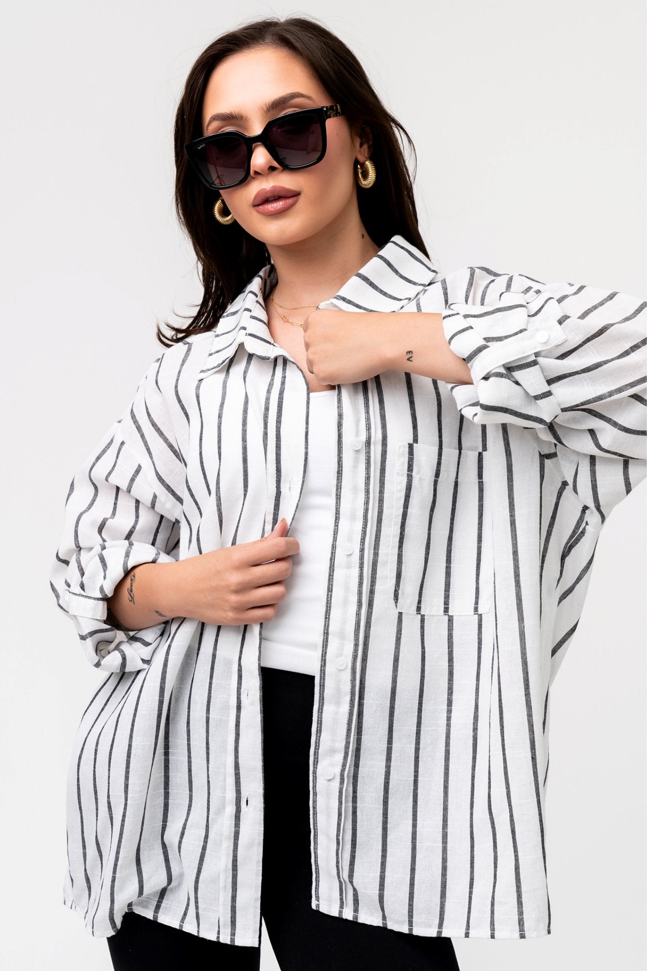 Women's Fashion Button Shirt Jacket Long Sleeve