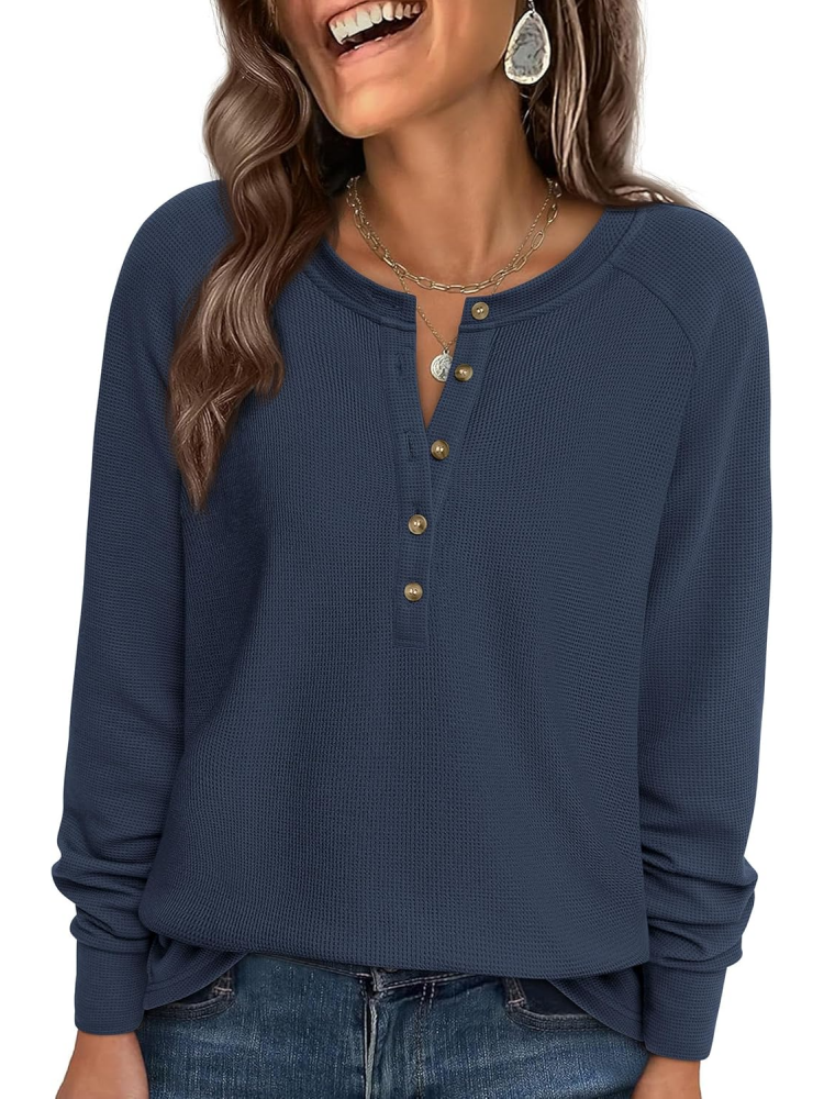 Women's Long Sleeve Waffle Knit Shirts (BUY 2 FREE SHIPPING)