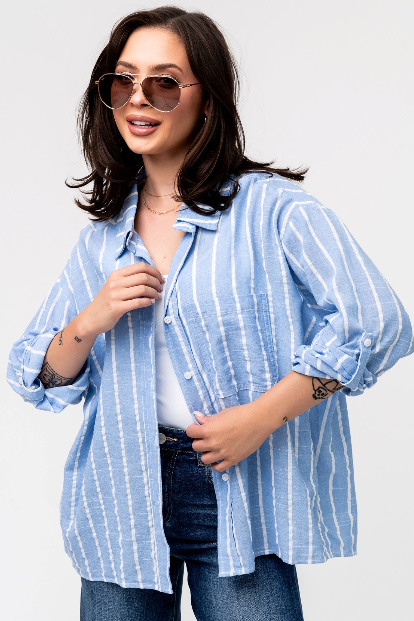 Women's Fashion Button Shirt Jacket Long Sleeve