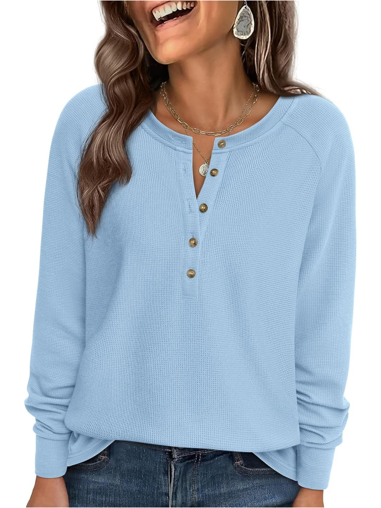 Women's Long Sleeve Waffle Knit Shirts (BUY 2 FREE SHIPPING)