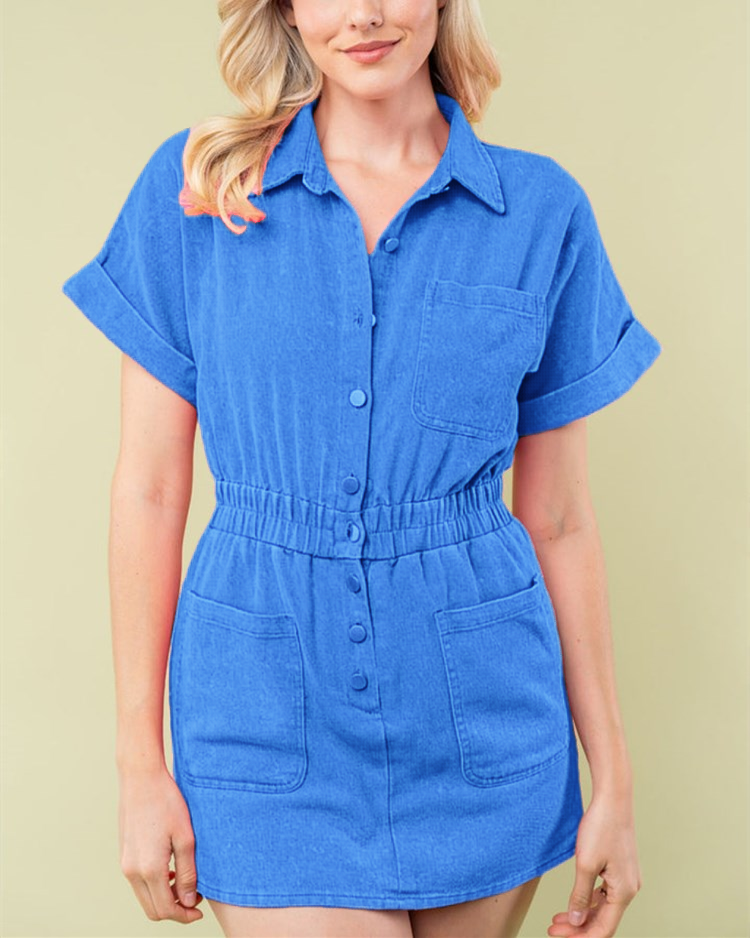 Half Sleeve Solid Woven Dress