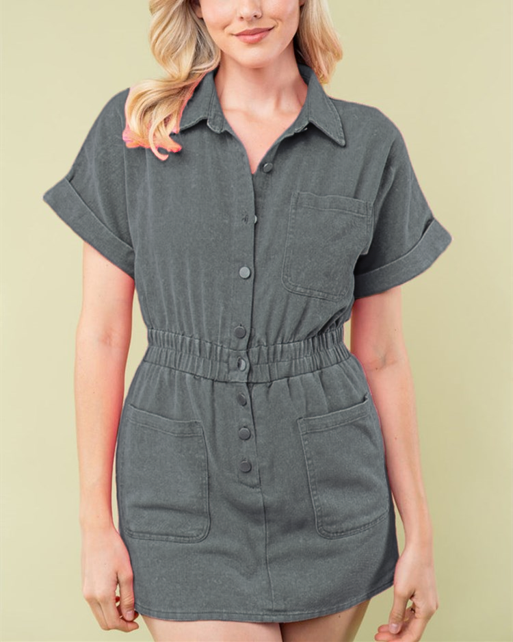 Half Sleeve Solid Woven Dress