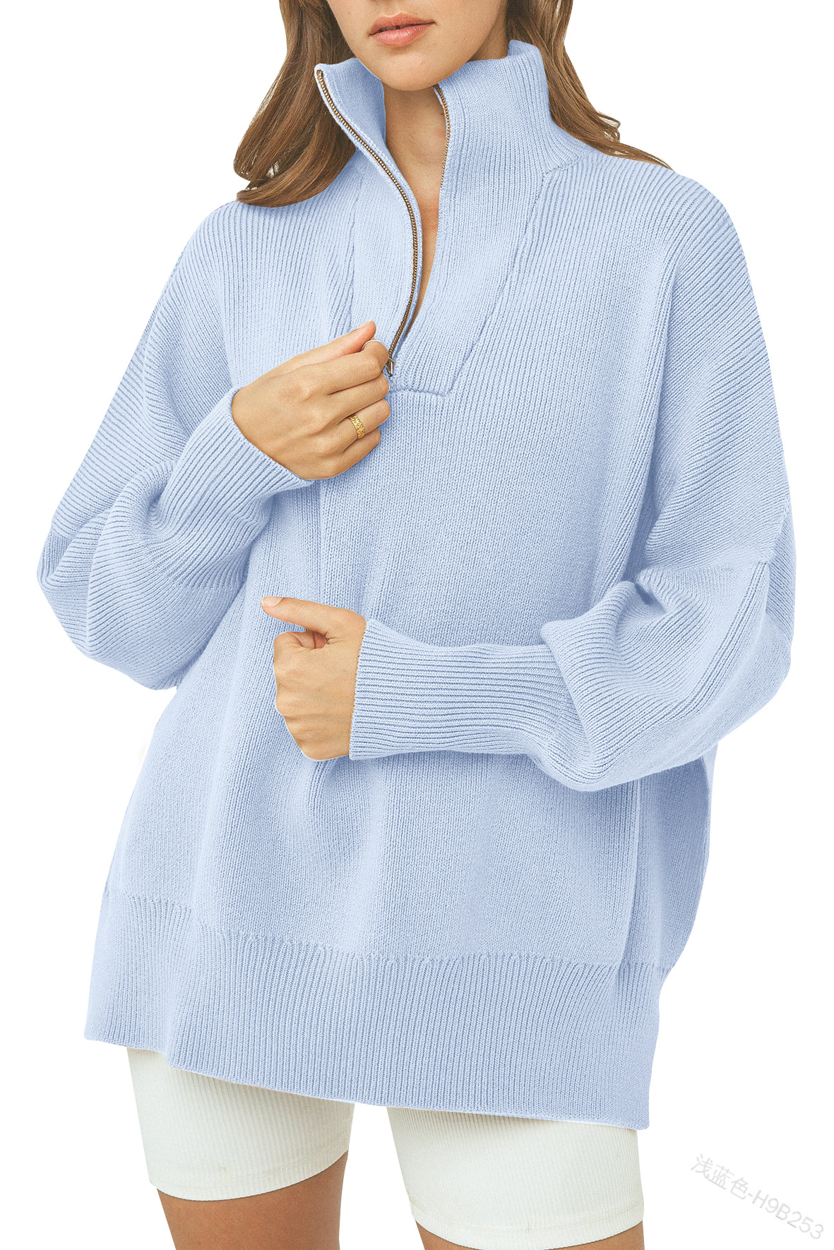 Women's Oversized Quarter Zip  Sweater Pullover
