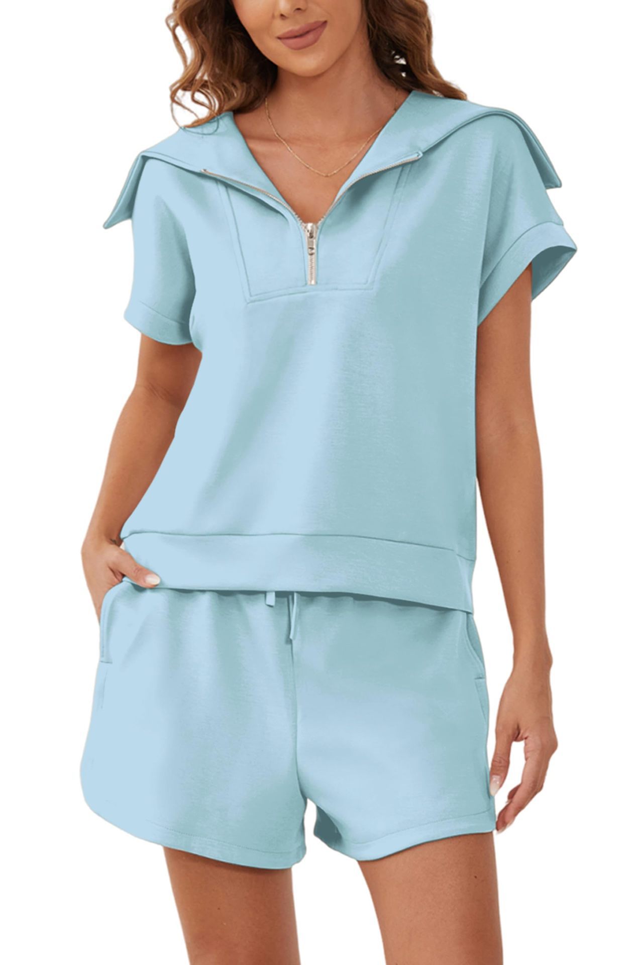 ⏰Hot Sale-Women's Navy Collar Half Zip Set (Buy 2 Free Shipping)