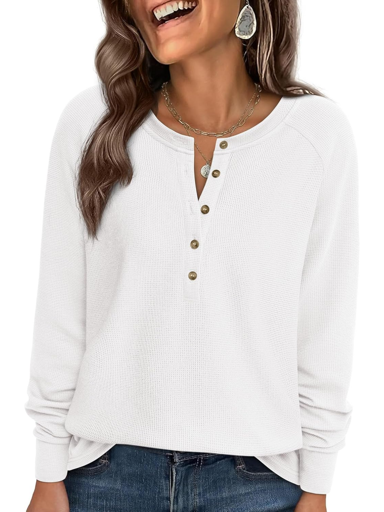 Women's Long Sleeve Waffle Knit Shirts (BUY 2 FREE SHIPPING)