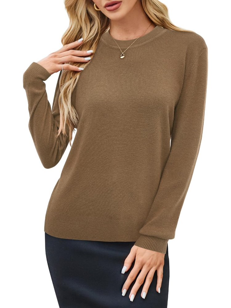Women's Wool Blend Classic Crew Neck Casual Fall Sweaters