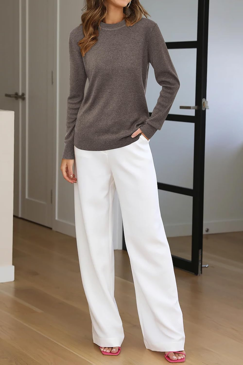 Women's Wool Blend Classic Crew Neck Casual Fall Sweaters