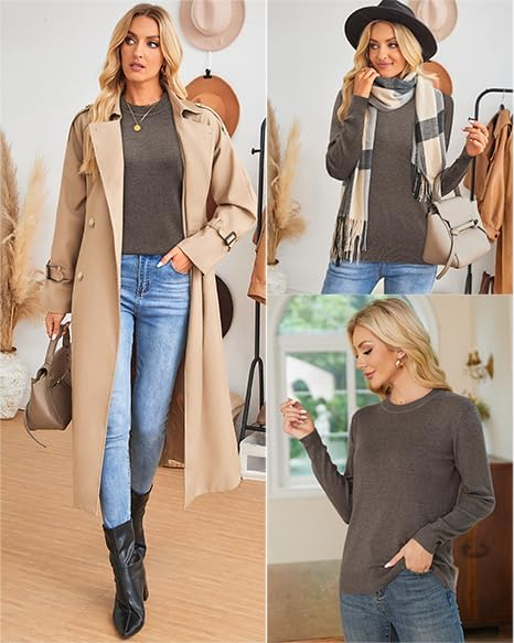 Women's Wool Blend Classic Crew Neck Casual Fall Sweaters