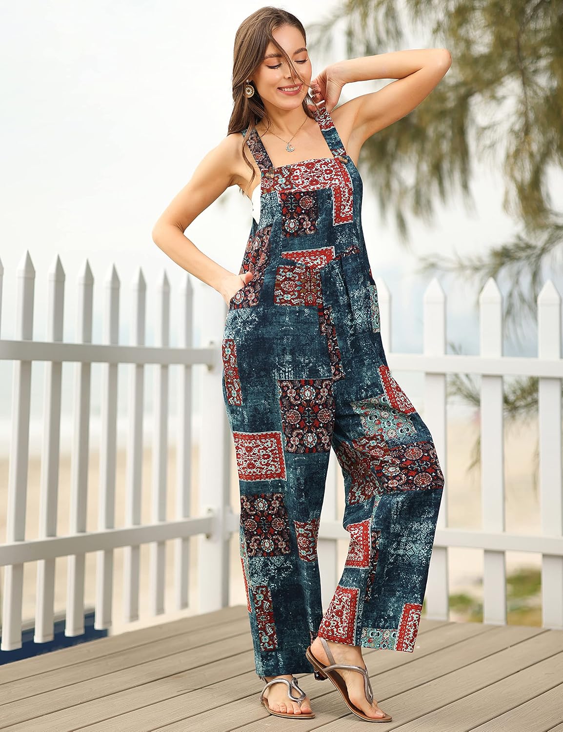 Women's Patchwork Dual Pocket Jumpsuit (BUY 2 FREE SHIPPING)
