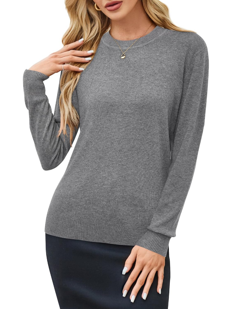 Women's Wool Blend Classic Crew Neck Casual Fall Sweaters