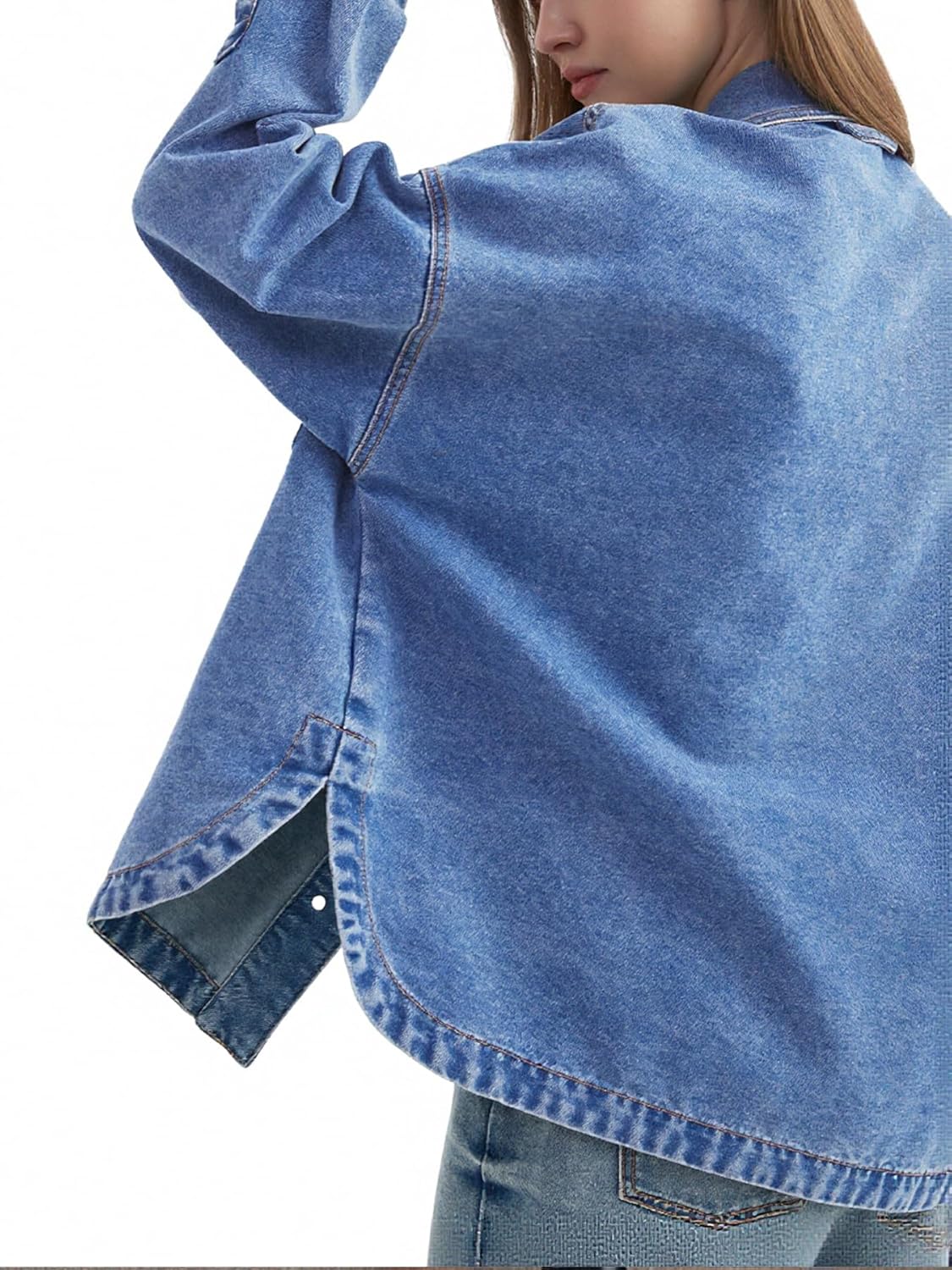 Womens Denim Jacket Wash Jean Jacket Coats With Pockets