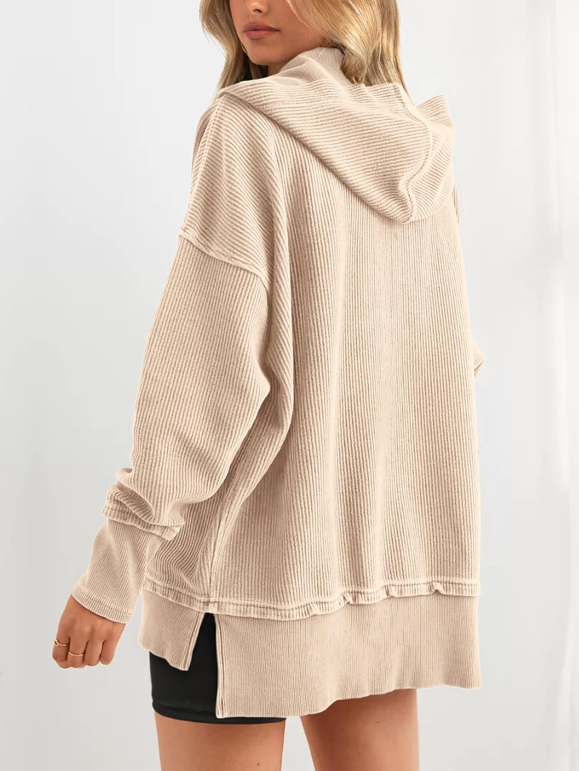 Womens Oversized Hoodie Button Down Sweatshirt