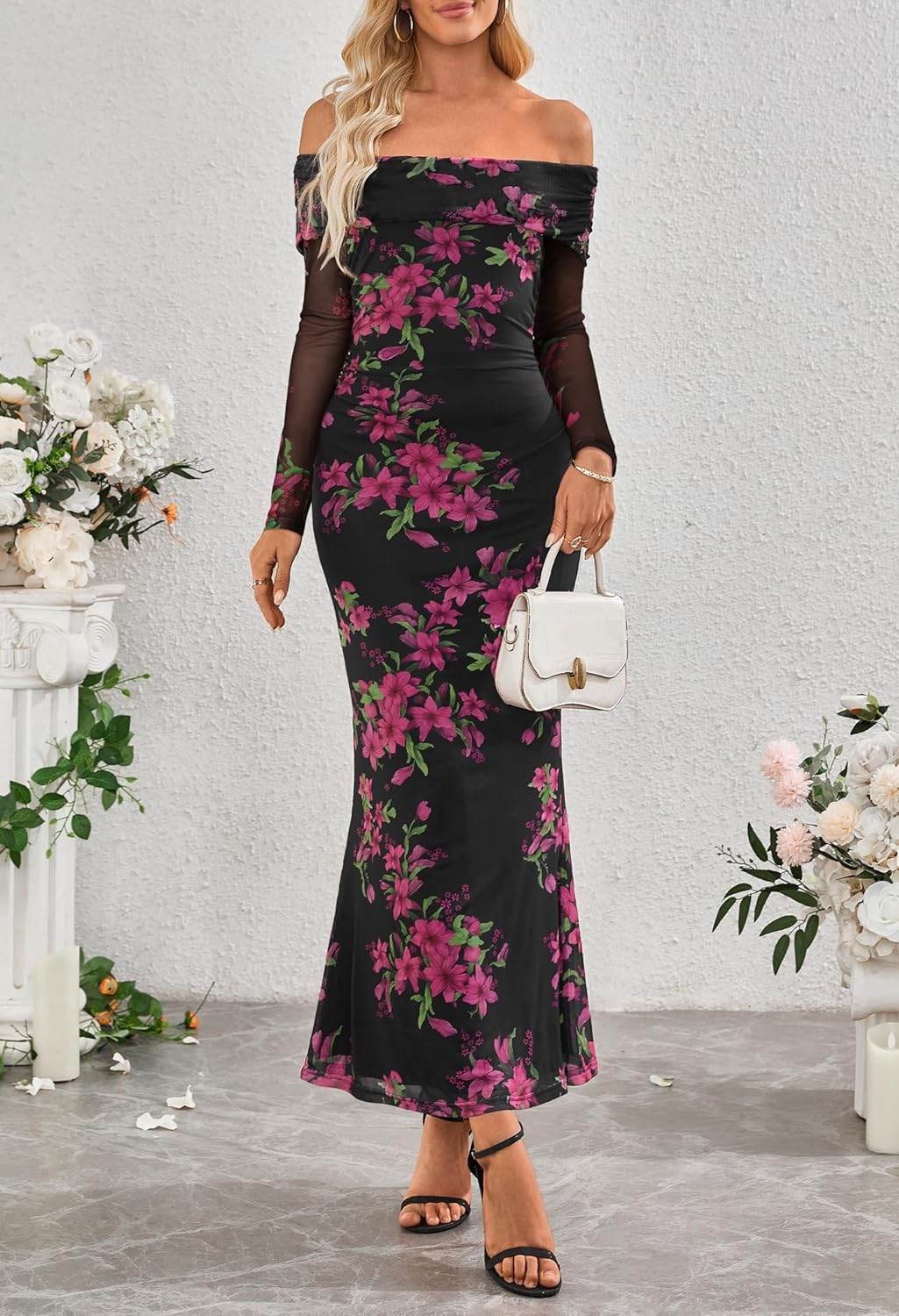 Women's Fall Off Shoulder Floral Maxi Dresses (BUY 2 FREE SHIPPING)