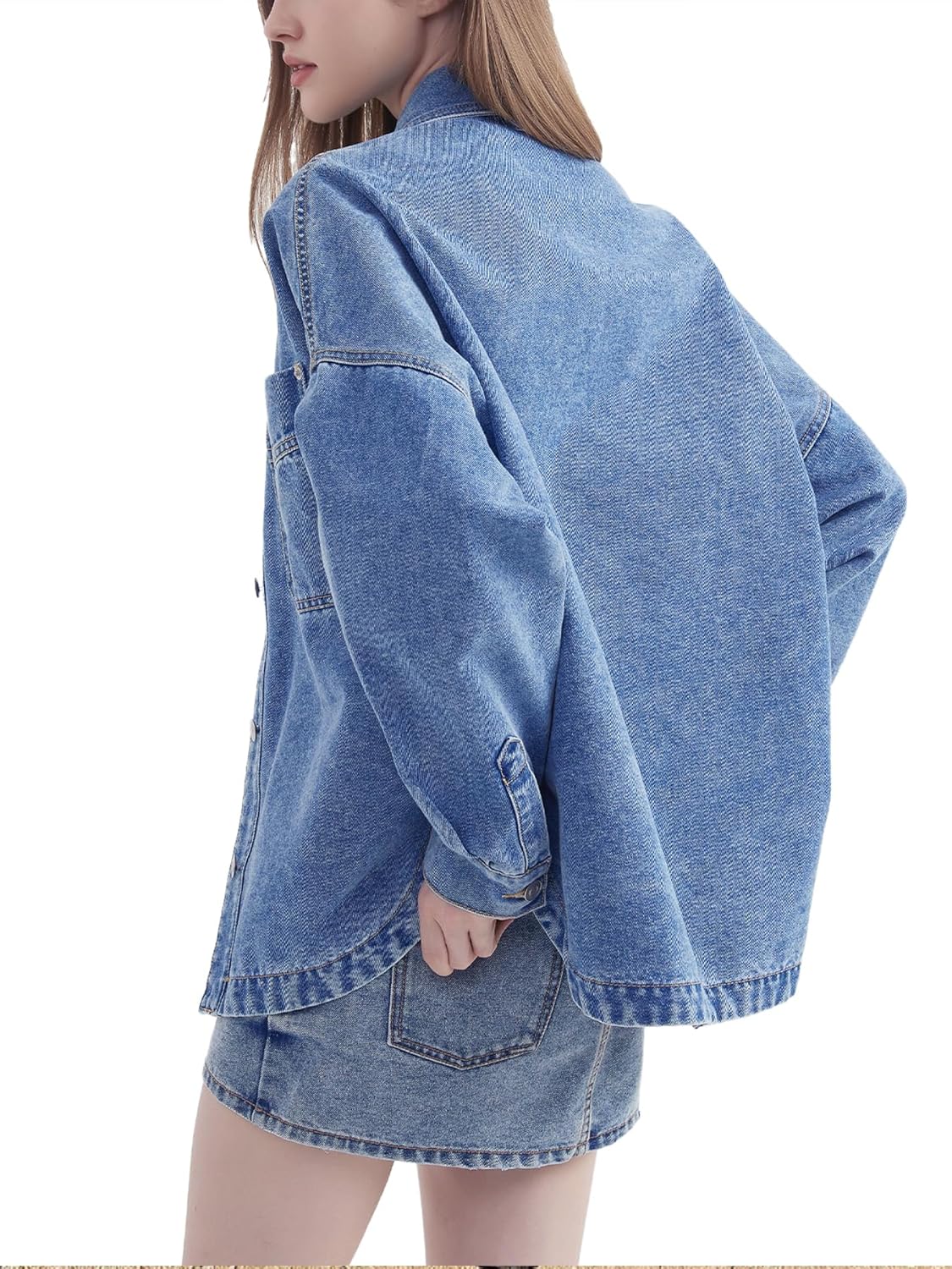 Womens Denim Jacket Wash Jean Jacket Coats With Pockets